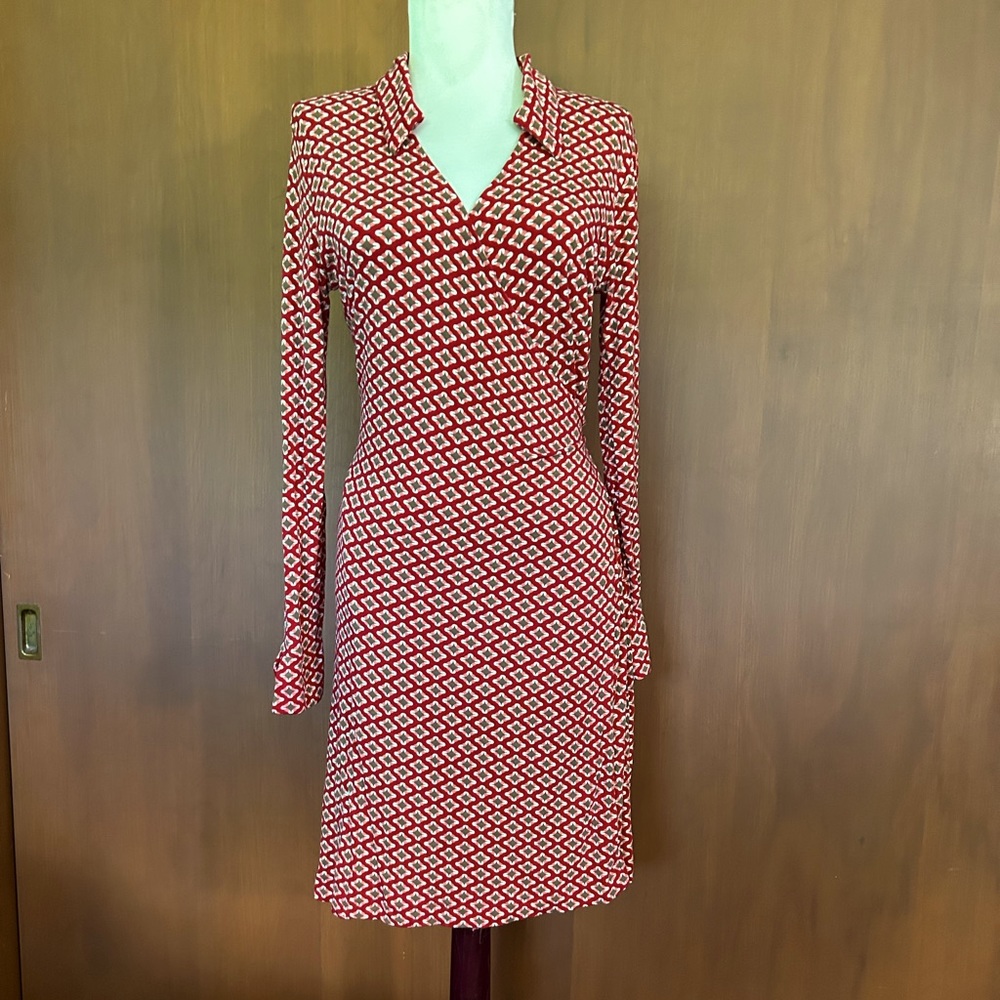 Boden patterned wrap dress